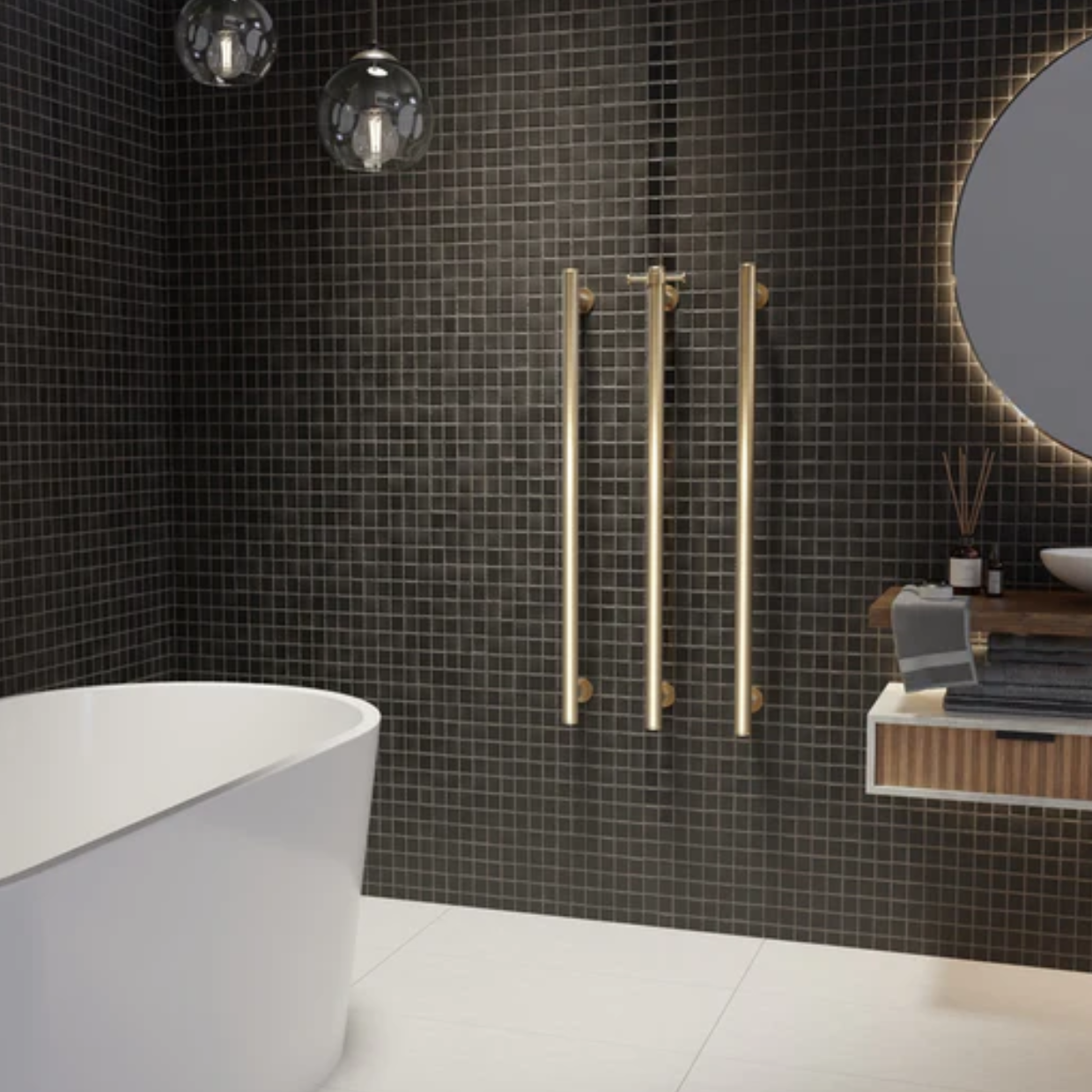 Stream Towel Rails Hydrotherm Stream Vertical Heated Towel Rail - Just Bathroomware | Just ...