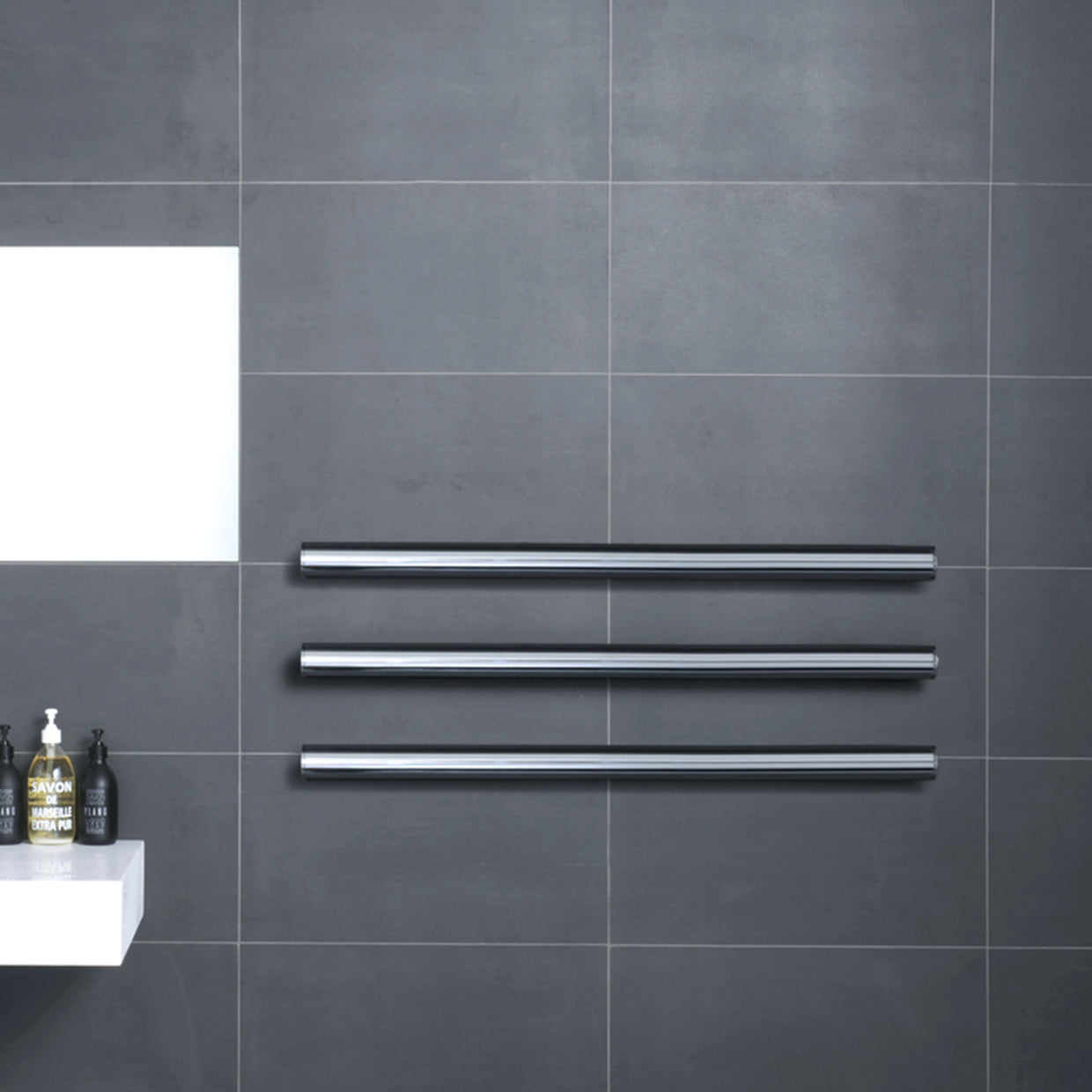 Horizontal heated towel rail sale